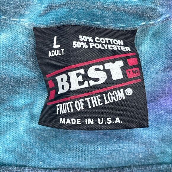 Vintage Fruit of the Loom T Shirt Mens Large Purple Blue Tie Dye Single Stitch - Picture 4 of 11